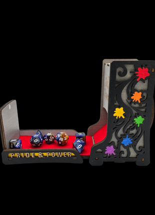Queer Craft™ Pride Foldable Dice Tower | Magnetic Closure | Solid Wood Design