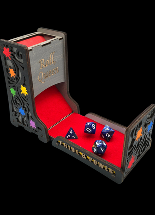Queer Craft™ Pride Foldable Dice Tower | Magnetic Closure | Solid Wood Design