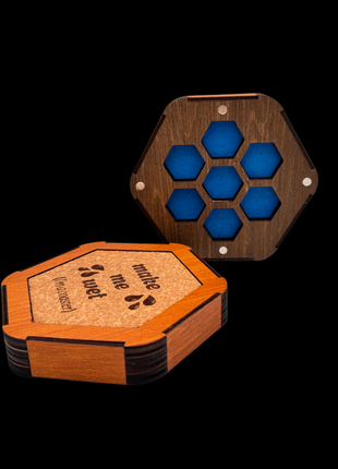 Queer Craft™ 7 Dice Holder + Coaster | Solid Wood Hexagon Dice Storage