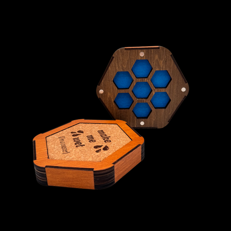 Queer Craft™ 7 Dice Holder + Coaster | Solid Wood Hexagon Dice Storage