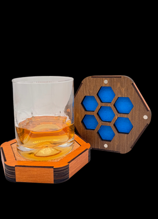 Queer Craft™ 7 Dice Holder + Coaster | Solid Wood Hexagon Dice Storage