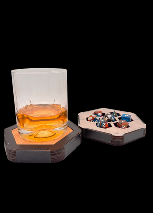 Queer Craft™ Pride Dice Holder + Coaster | Solid Wood 7 Polyhedral Dice Box