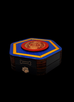 Queer Craft™ Pup Play Dice Holder + Coaster | Solid Wood 7 Polyhedral Dice Box