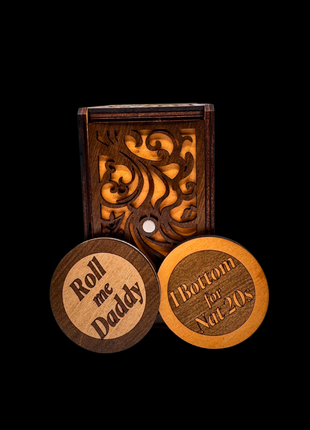 Queer Craft™ Foldable Dice Tower with Magnetic Closure | Intricate Oak and Walnut | Handcrafted