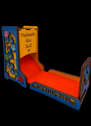 Queer Craft™ Pup Play Foldable Dice Tower | Magnetic Closure | Solid Wood Design